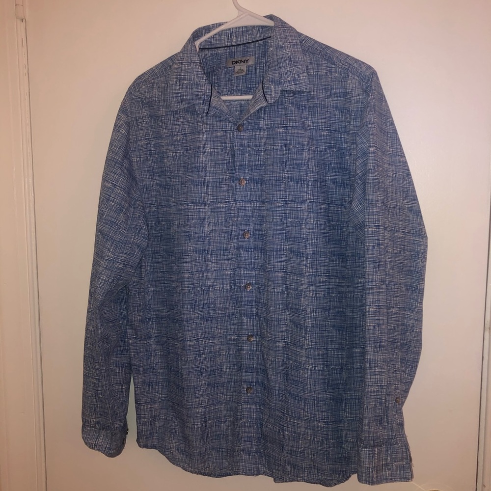 DKNY blue button down dress shirt